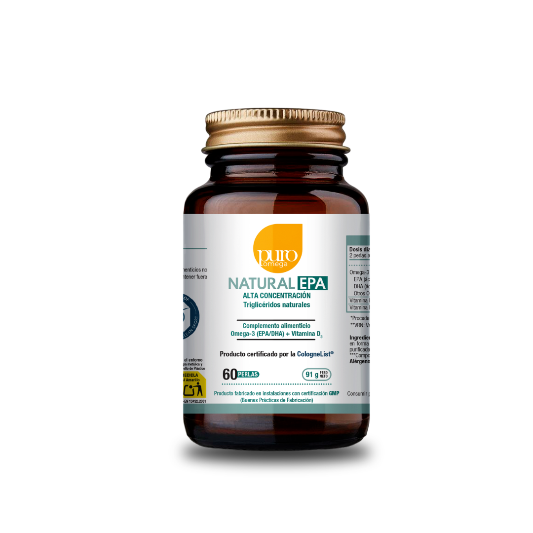 Puro Omega Natural EPA Máxima Absorción EPA: 500 mg DHA: 250 mg (60 perlas)