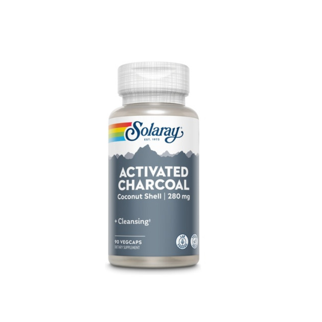 Solaray Carbon Activo Cáscara de Coco 280 mg (90 cápsulas)