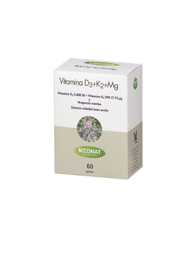 Mednat Vitamina D3 (4000 UI) +K2 ( 75 mcg ) + Mg ( 120 mg ) (60 perlas)