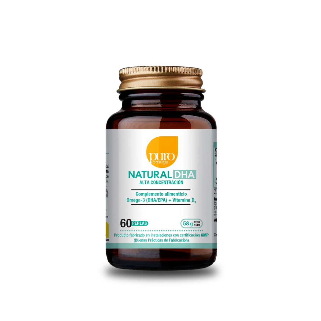 Puro Omega Natural DHA Alta Concentración DHA: 405 mg EPA: 95 mg (60 perlas)