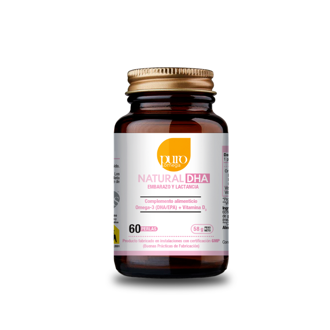 Puro Omega Natural DHA Embarazo y Lactancia  DHA: 406 mg - EPA: 94 mg (60 perlas)