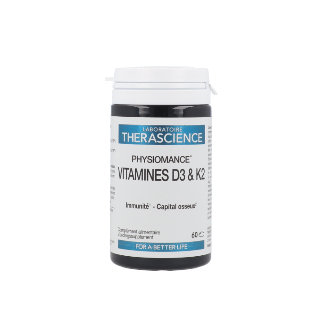 THERASCIENCE Physiomance Vitaminas D3 50 μg + K2 75 μg (60 cápsulas)